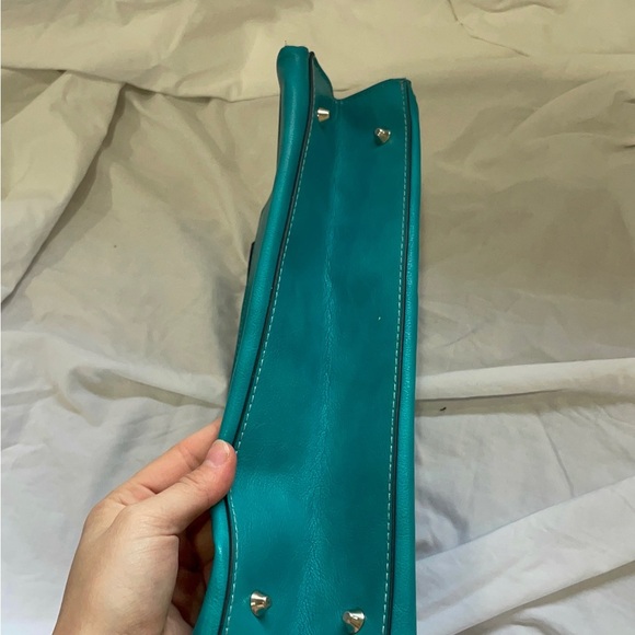 Miche Green and Blue Clutch with Textured Fabric and Gold Hardware - Picture 8 of 8
